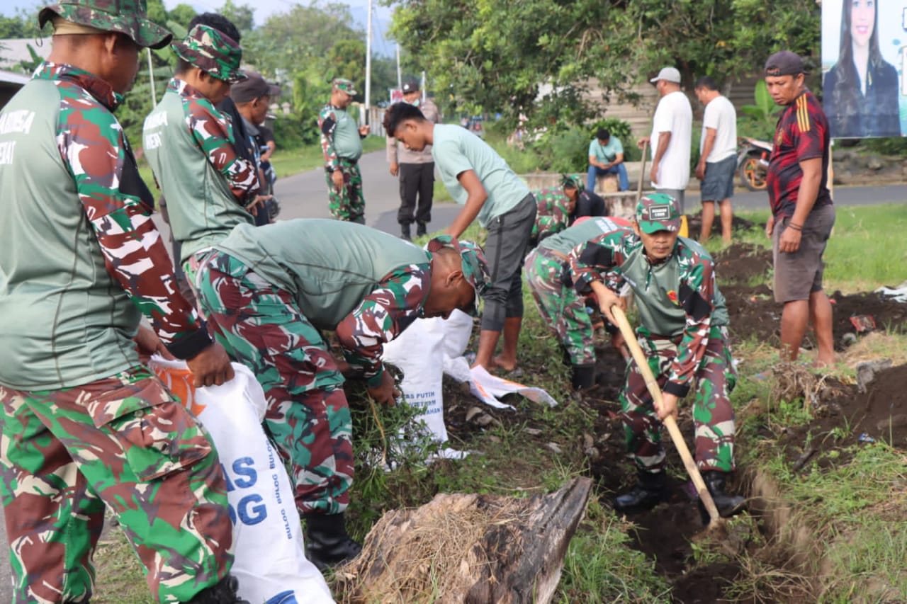 Lagi-Lagi, Saluran Air Menjadi Target Buruan Tim Slaber Koramil 1508-01 Tobelo