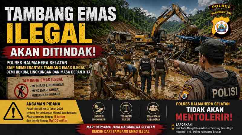 Polres Halsel Tegaskan Komitmen Tindak Tambang Ilegal
